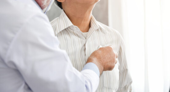A man is examined for atelectasis.