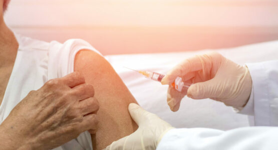 Getting a shingles vaccine at a Los Angeles affordable clinic.